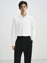 Men's Slim-Fit White Long-Sleeve Shirt